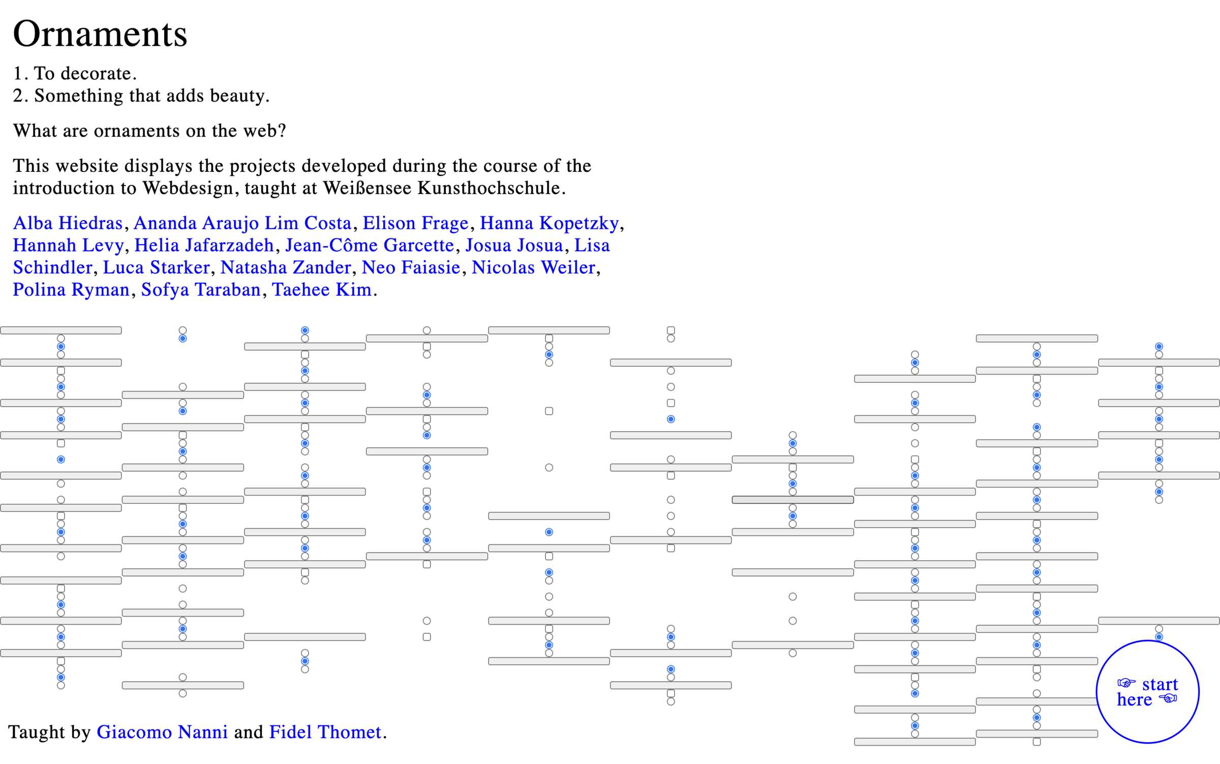 screenshot of the course page